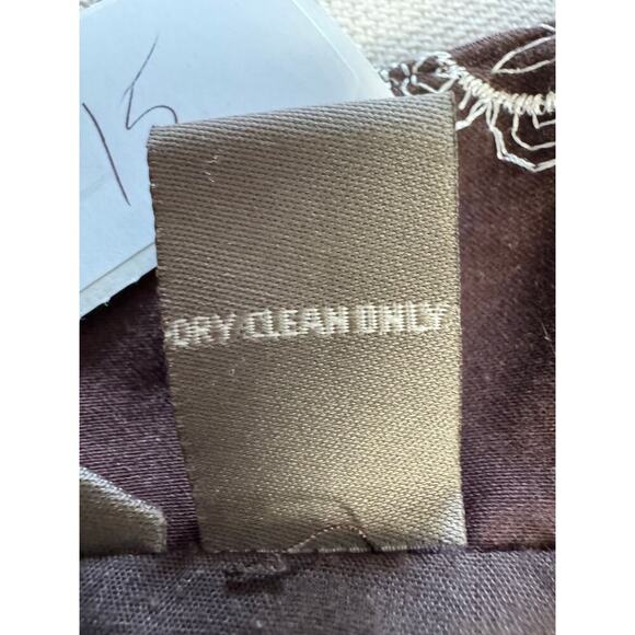 Kenar Embroidered Floral Pleated Skirt A Line Women's Size 8 Brown Lined Flared - Picture 6 of 7